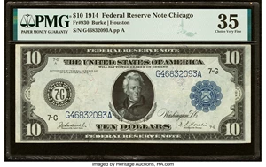 image for: Fr. 930 $10 1914 Federal Reserve Note PMG Choice Very Fine 35....