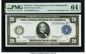 image for: Fr. 999 $20 1914 Federal Reserve Note PMG Choice Uncirculated 64 EPQ....