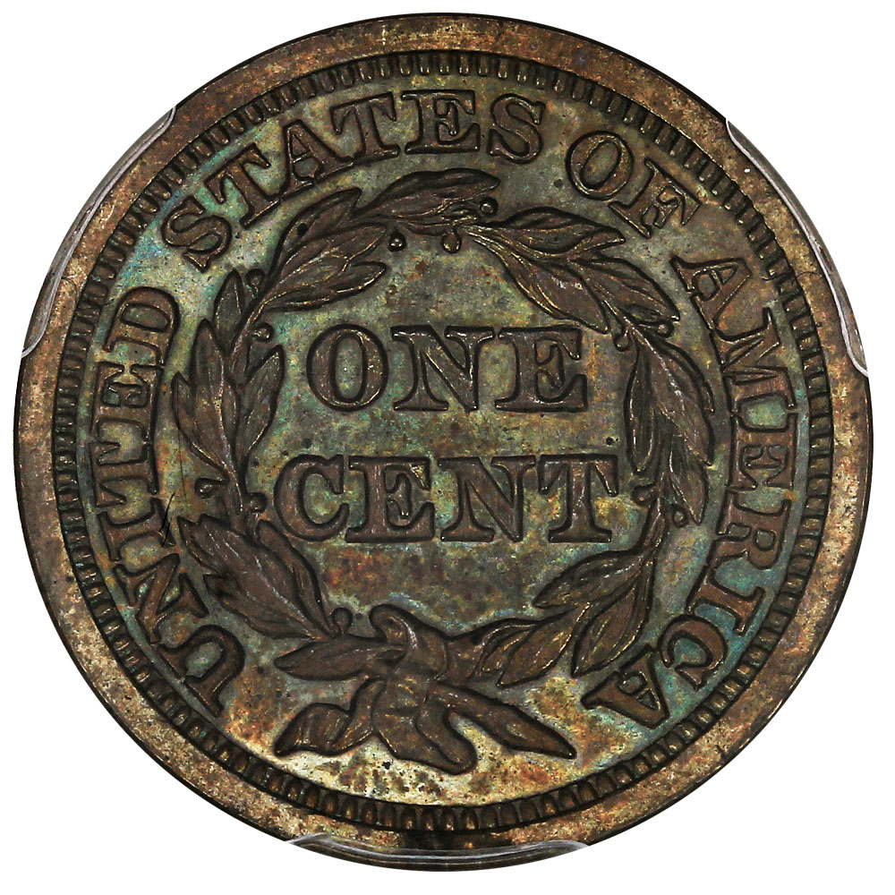 image for: 1856 1c PCGS/CAC Proof 64 BN (Slanted 5) ex: D.L. Hansen