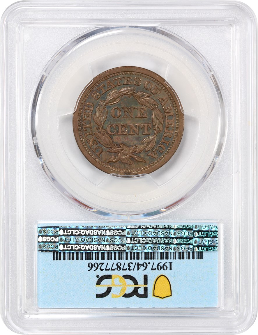 image for: 1856 1c PCGS/CAC Proof 64 BN (Slanted 5) ex: D.L. Hansen