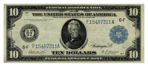 image for: FR. 926 1914 Blue Seal $10 Federal Reserve Note Atlanta PMG Very Fine 25