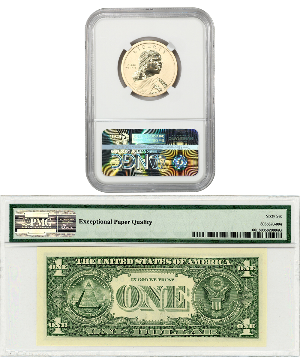 image for: 2016 Coin and Currency Set: NGC/PMG SP70/MS66EPQ Enhanced Finish (Wartime Code Talkers)