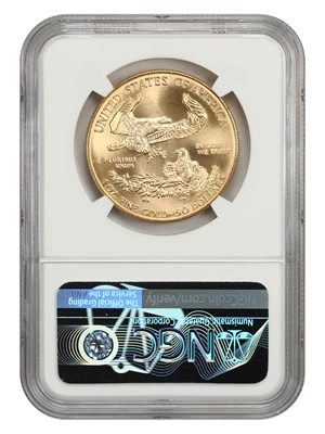 image for: Mint Error: 1995 Gold Eagle $50 NGC MS69 (Obverse Struck Thru)