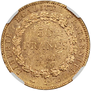 image for: France: 1904-A Angel 50 Fr NGC MS60 (KM-831)
