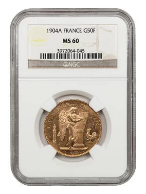 image for: France: 1904-A Angel 50 Fr NGC MS60 (KM-831)
