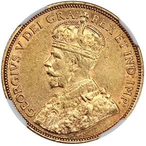 image for: Canada: 1912 Gold $5 NGC AU58