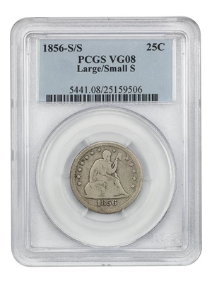 image for: 1856-S/S 25c PCGS VG-08 (Large/Small S)