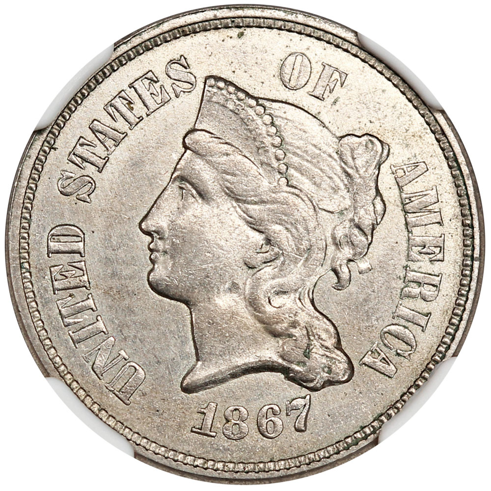 image for: 1867 J-566 P5c NGC Proof 63