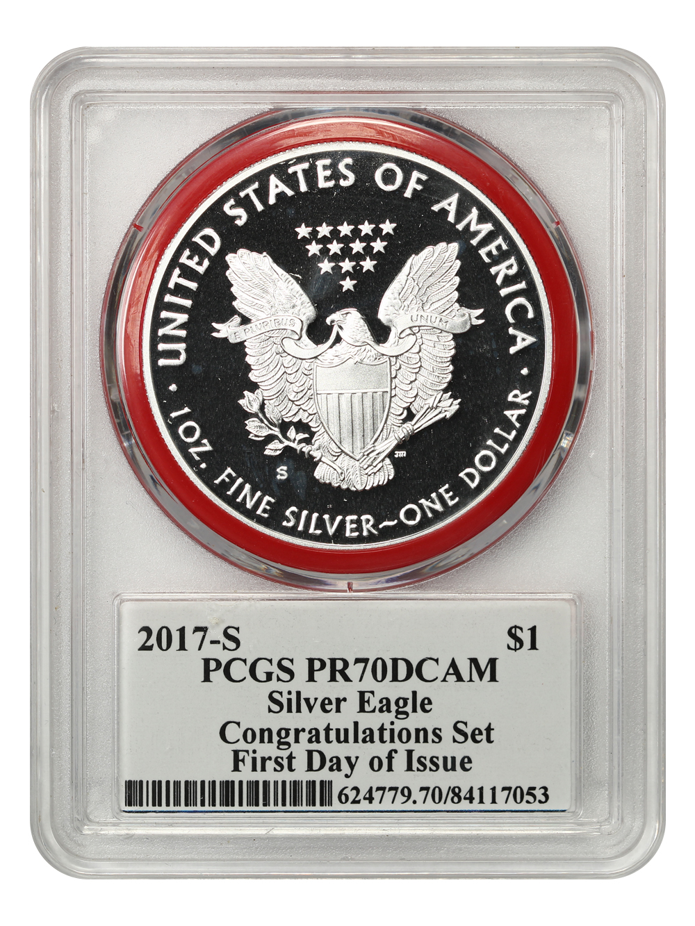 image for: 2017-S Silver Eagle $1 PCGS PR70DCAM (Congratulations Set  First Day of Issue)