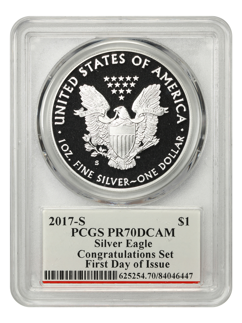 image for: 2017-S Silver Eagle $1 PCGS PR70DCAM (Congratulations Set  First Day of Issue)