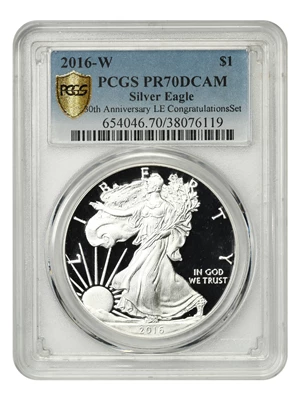 image for: 2016-W Silver Eagle $1 PCGS PR70DCAM (30th Anniversary LE Congratulations Set)