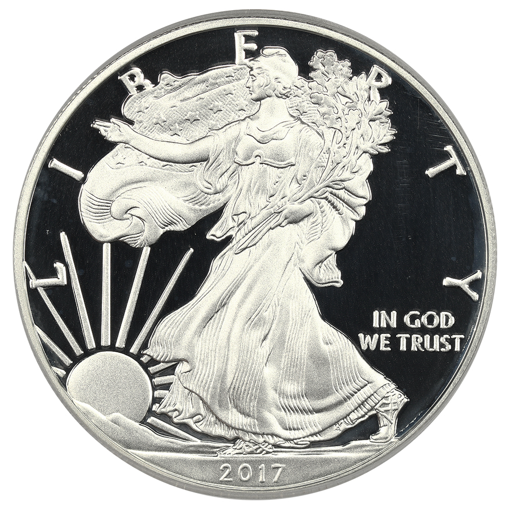 image for: 2017-S Silver Eagle $1 PCGS PR70 DCAM (First Day of Issue  Congratulations Set)