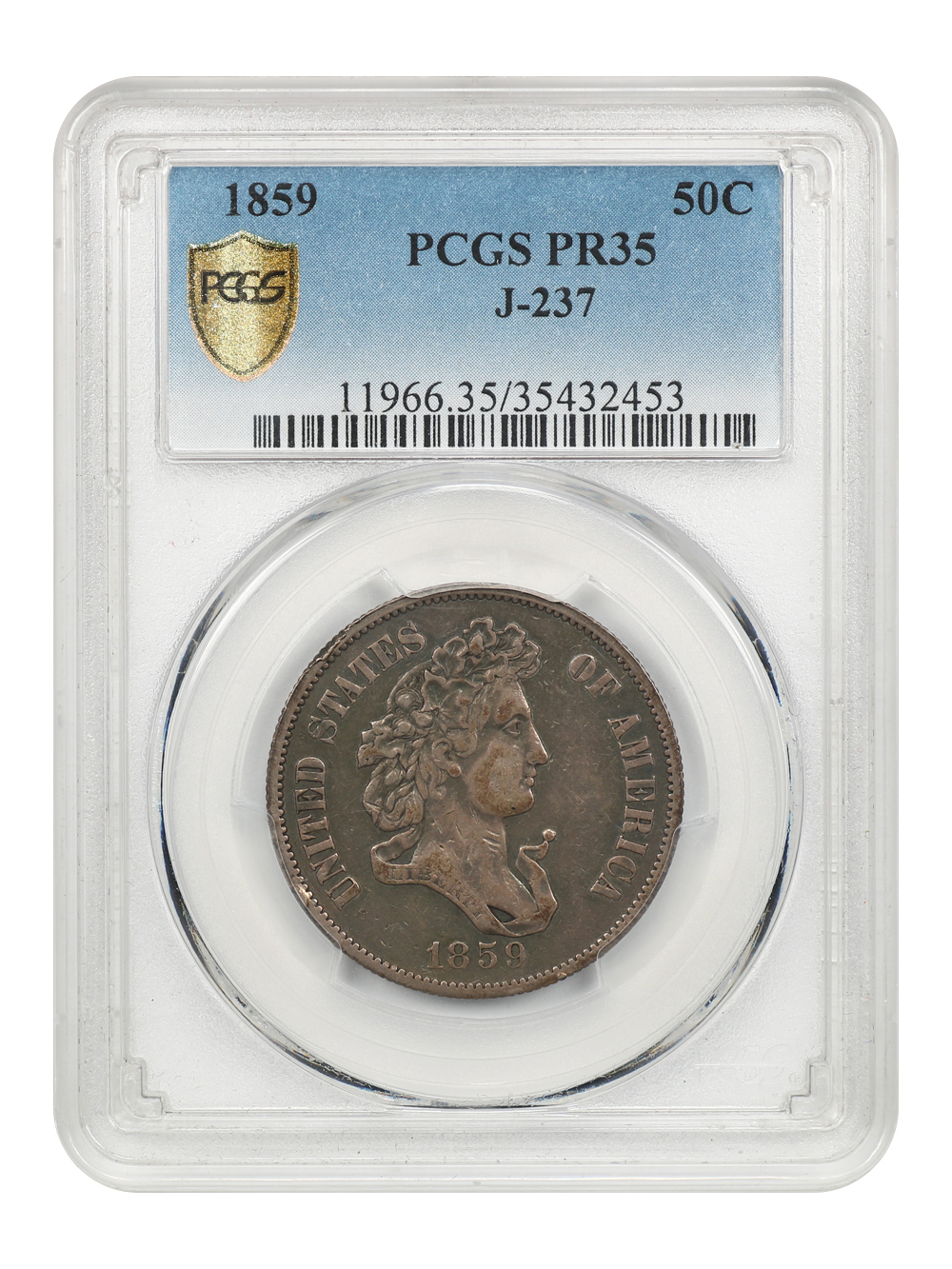 image for: Pattern: 1859 J-237 P50c PCGS Proof 35