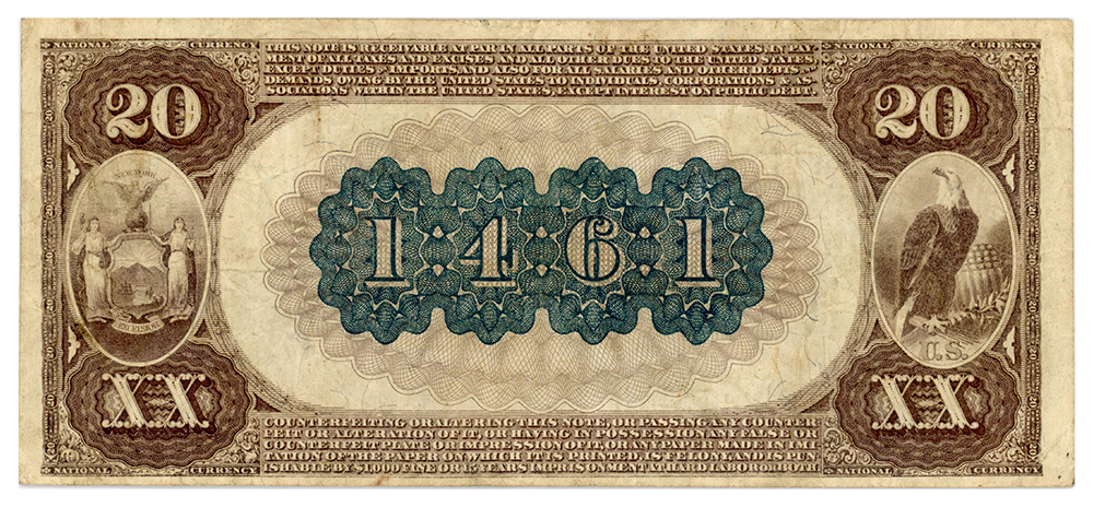 image for: FR. 496 1882 BB $20 Legal Tender PCGS Very Fine 25PPQ (Charter #1461)