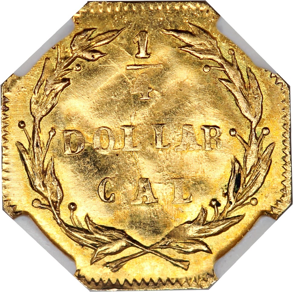 image for: 1874 Cal. Gold 25c NGC MS62 (BG-775)