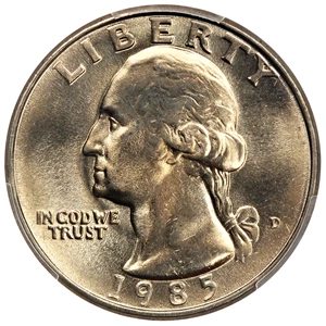 image for: 1985-D 25c PCGS MS67