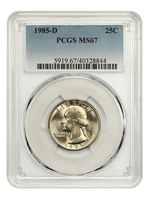 image for: 1985-D 25c PCGS MS67