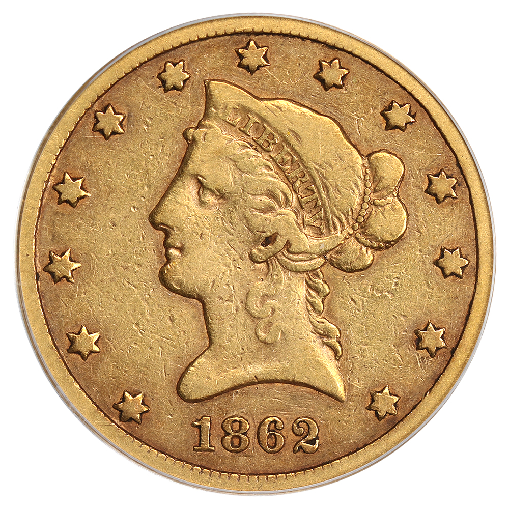 image for: 1862-S $10 PCGS VF20