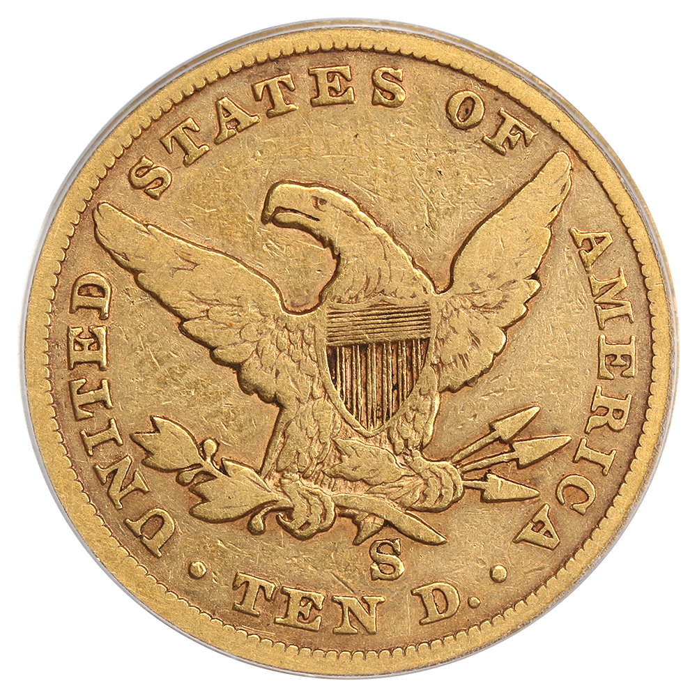 image for: 1862-S $10 PCGS VF20