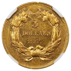 image for: 1867 $3 NGC AU58