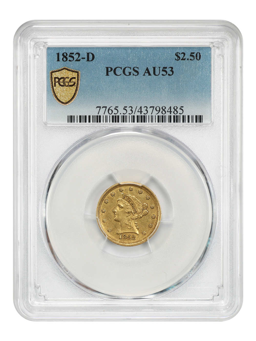 image for: 1852-D $2 1/2 PCGS AU53