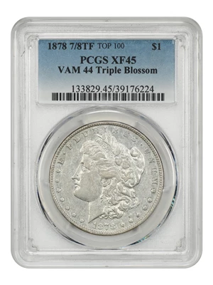 image for: 1878 7/8TF Weak $1 PCGS XF45 (VAM-44 Triple Blossoms)