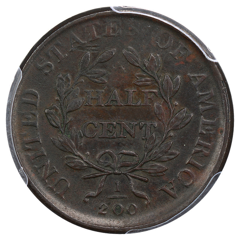 1808 1/2c MS BN XF45 BN CAC thumbnail 2