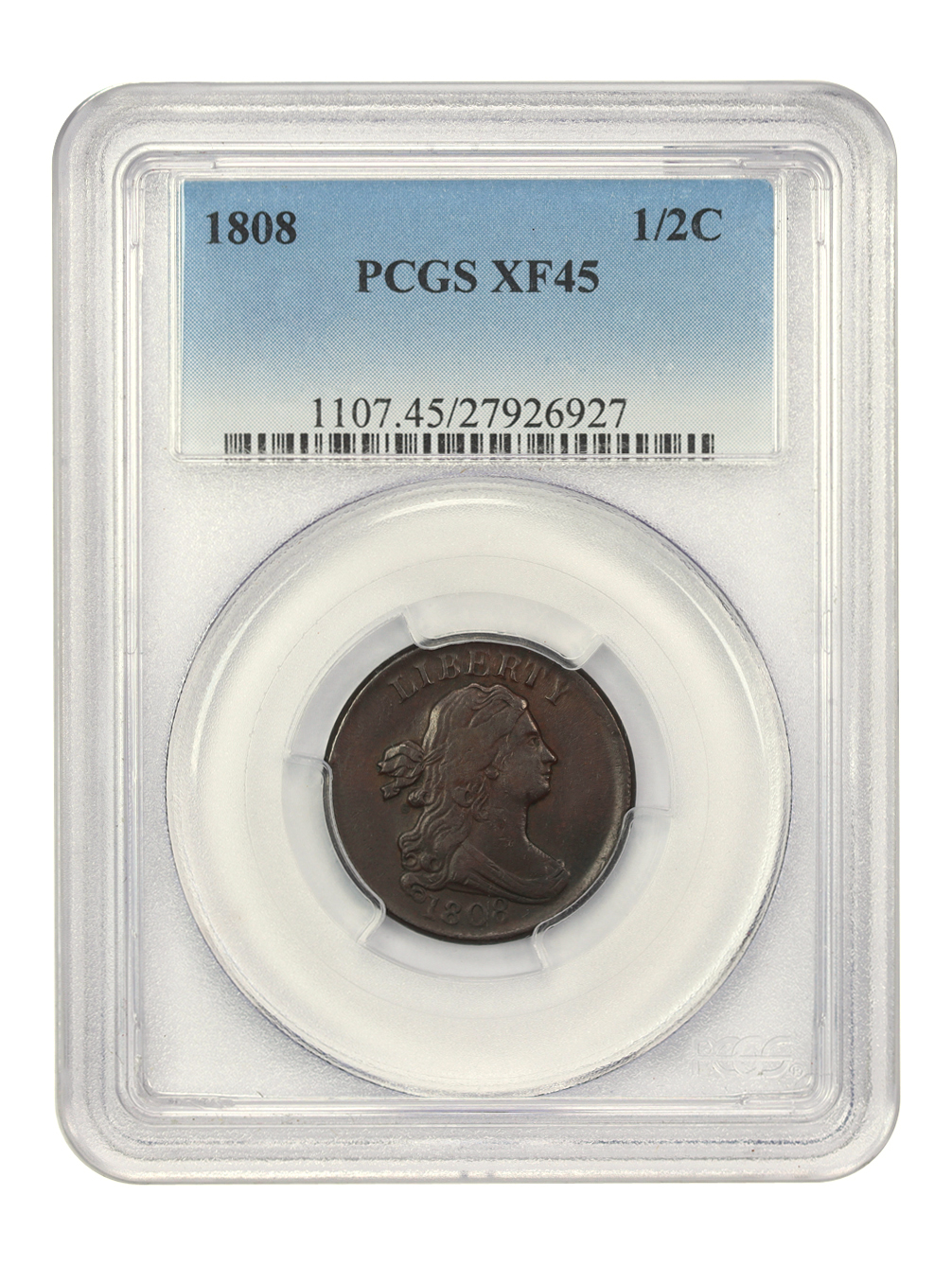 1808 1/2c MS BN XF45 BN CAC thumbnail 3