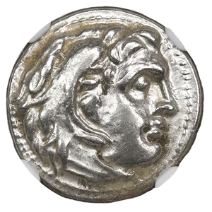 image for: Ancient Greek: 336-323 BC Kingdom of Macedon AR Drachm NGC Ch. XF45 Alexander III
