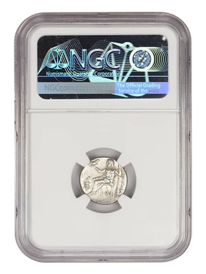 image for: Ancient Greek: 336-323 BC Kingdom of Macedon AR Drachm NGC Ch. XF45 Alexander III