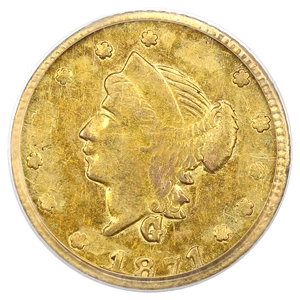 image for: 1871 Cal. Gold 25c PCGS AU58 (BG-837)