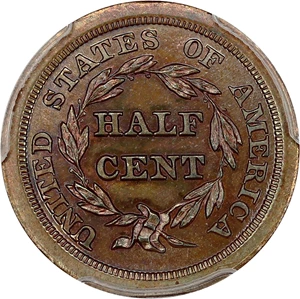 image for: 1845 1/2c PCGS Proof 65 BN (Restrike)