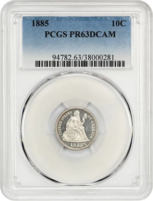 image for: 1885 10c PCGS Proof 63 DCAM