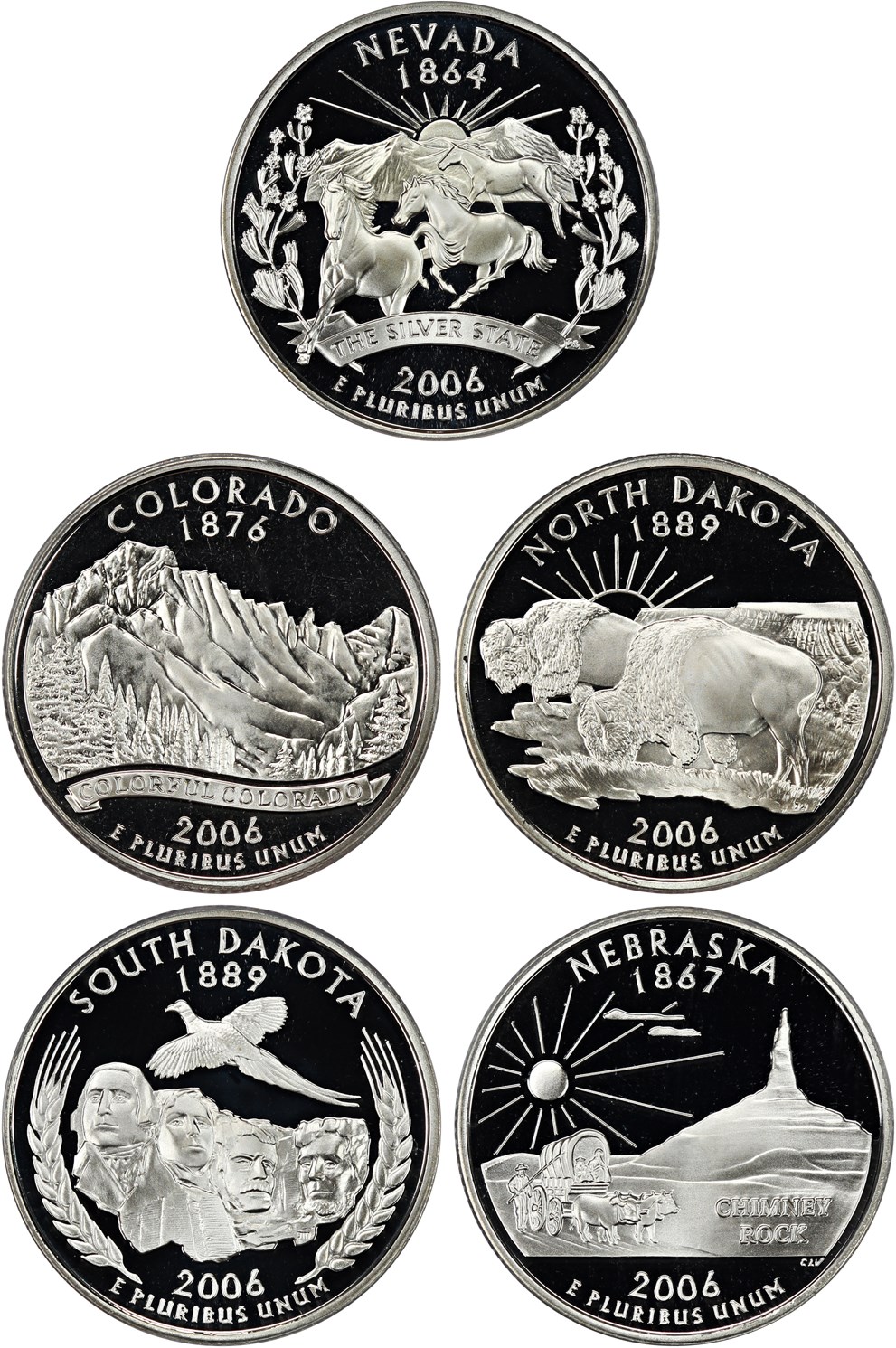 2006-S 25c Silver Quarters Proof Set, 5 Coins PR thumbnail 8