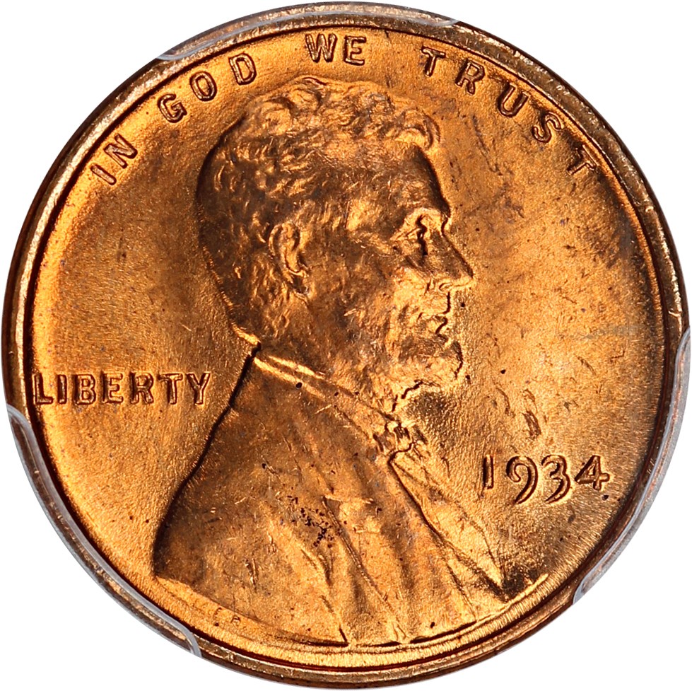 1934 1c PCGS MS65 RD