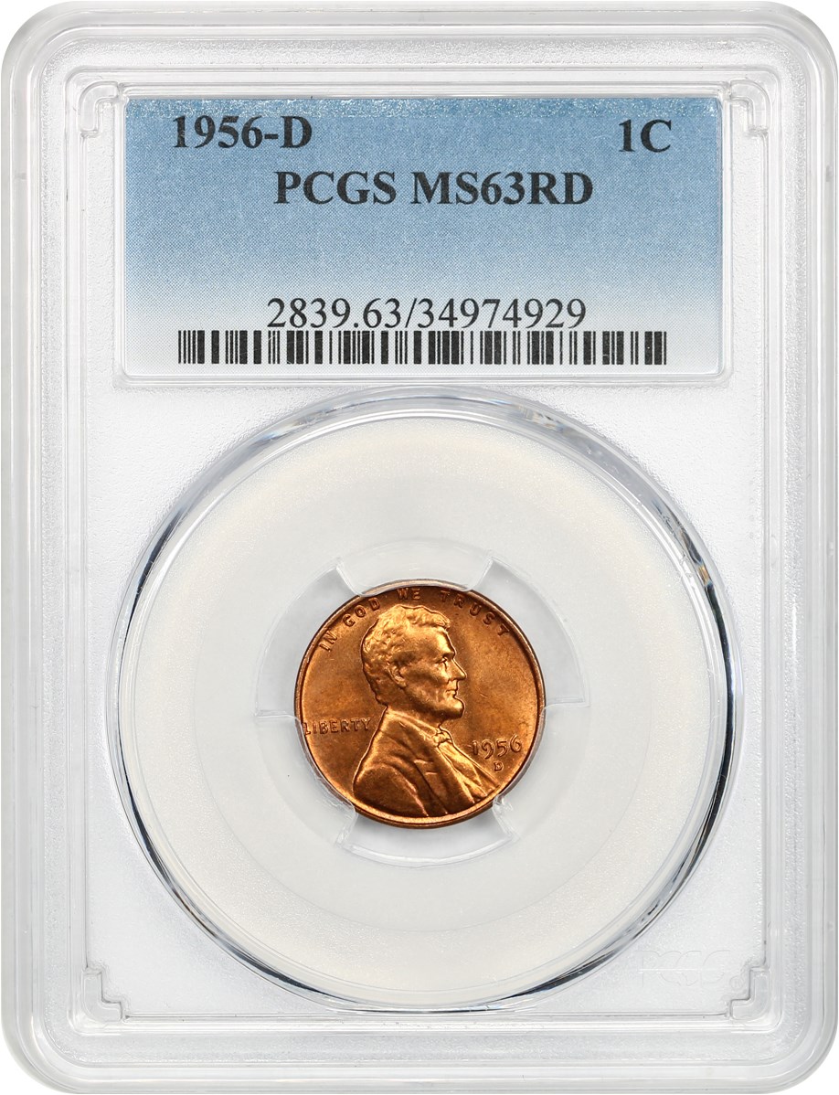 1956-D 1c MS RD MS63 RD CAC thumbnail 5