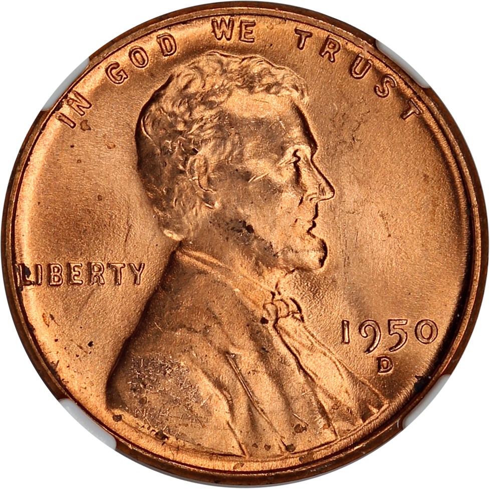 1950-D 1c NGC MS66 RD