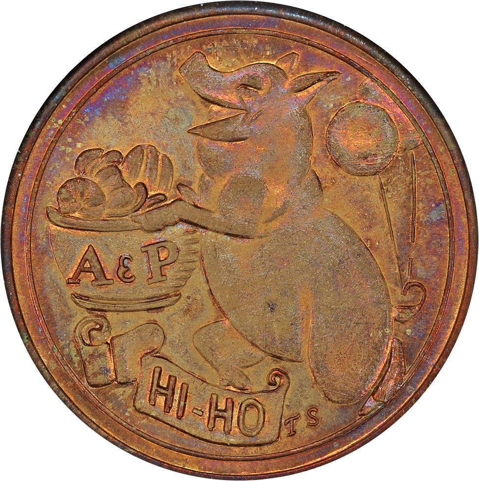 image for: 1933 Century Progress Expo  A&P Carnival  Pig rev  Gilt SC$1 NGC MS65 (HK-464)
