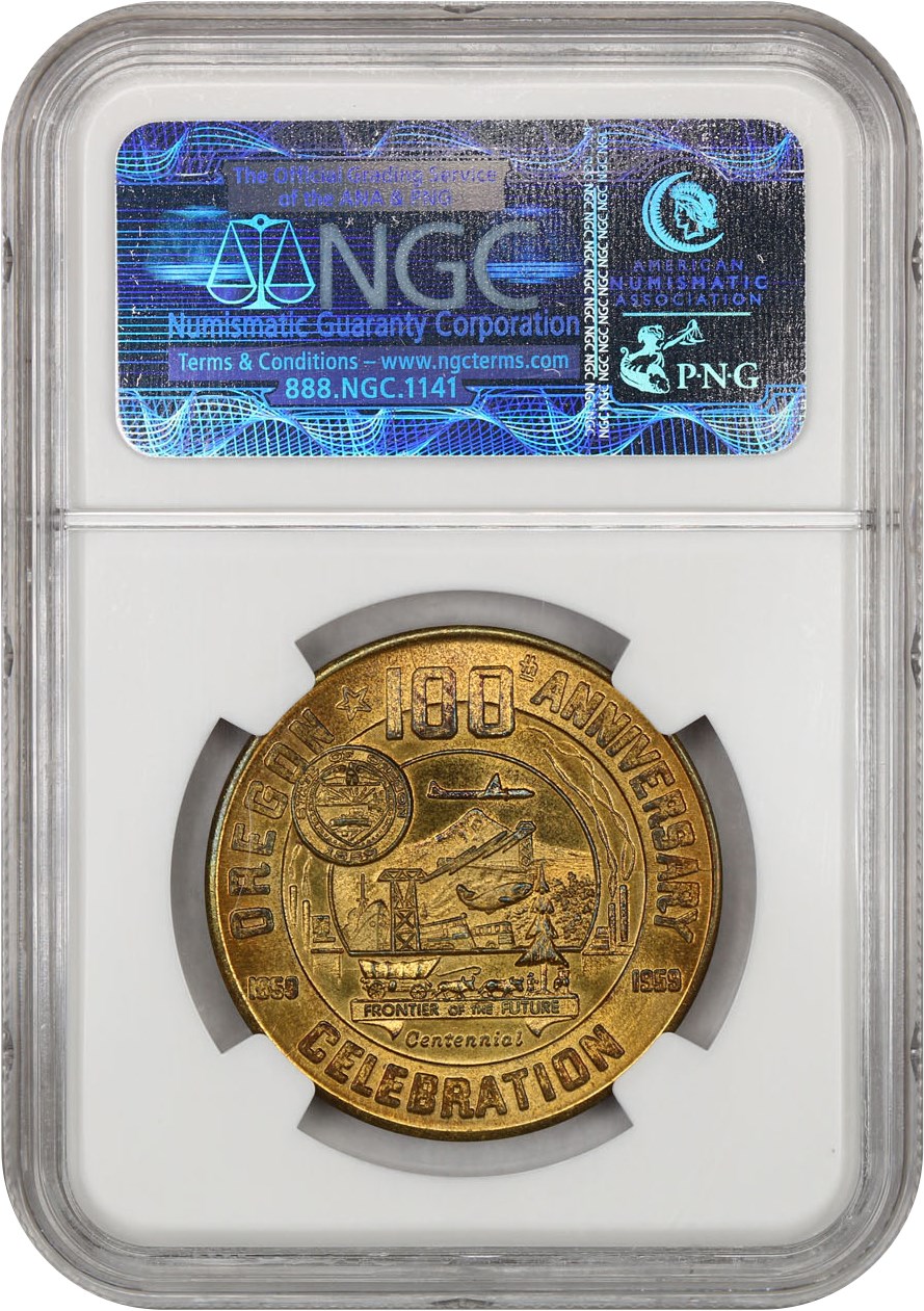 image for: 1959 Oregon Statehood  Eugene  Gilt-bronze SC$1 NGC MS65 (HK-557)