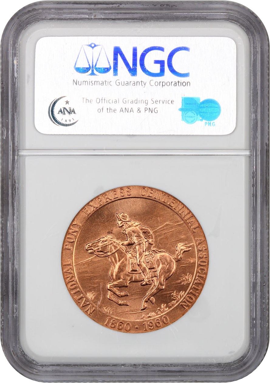 image for: 1960 Pony Express  Official  Bronze SC$1 NGC MS64 RD (HK-583)