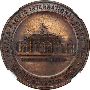 image for: 1915 Pan-Pac Expo State Seal/LA Expo rev Bronze SC$1 NGC MS62 BN (HK-406)