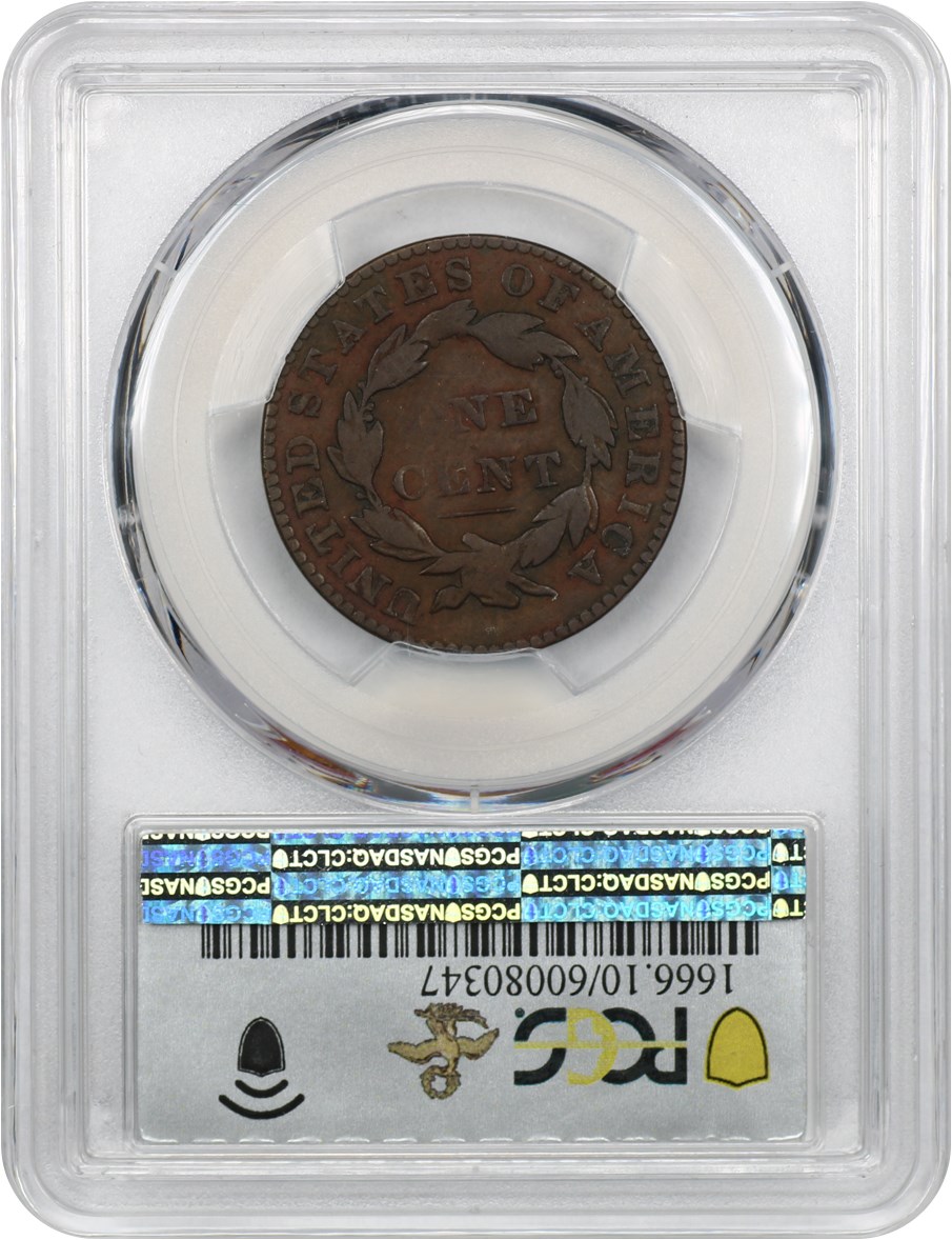 image for: 1829 1c PCGS/CAC VG-10 (Medium Letters) ex: D.L. Hansen
