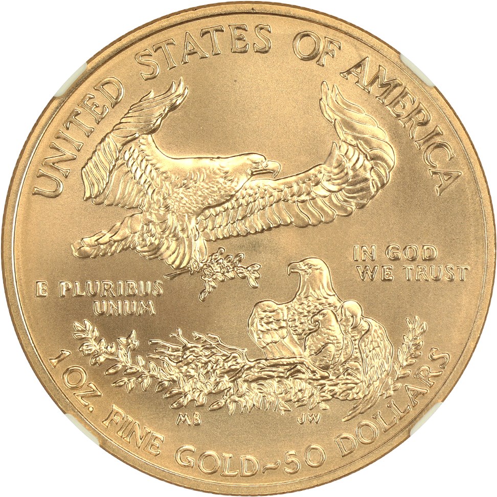 image for: Mint Error: 2011-W Gold Eagle $50 NGC MS69 (Obverse Struck Thru)