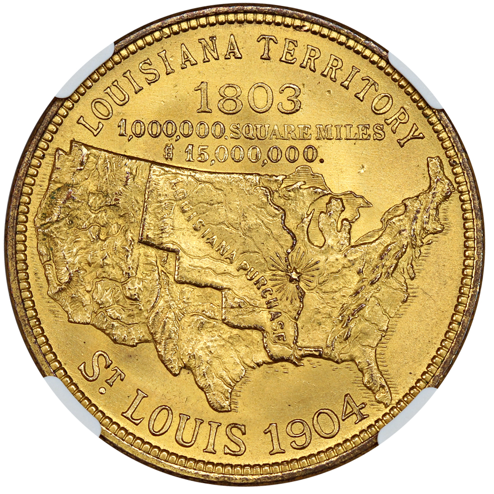 image for: 1904 LA Purchase Expo  Official  Gilt SC$1 NGC MS65 (HK-304)