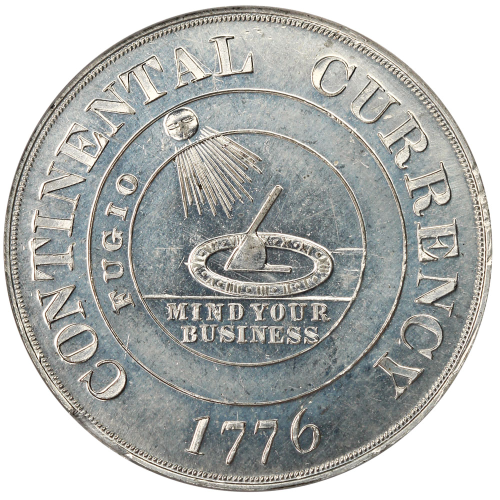 (Dated 1776) SC$1 Continental Dollar Restrike, 3mm thick, White Metal, HK-854 MS