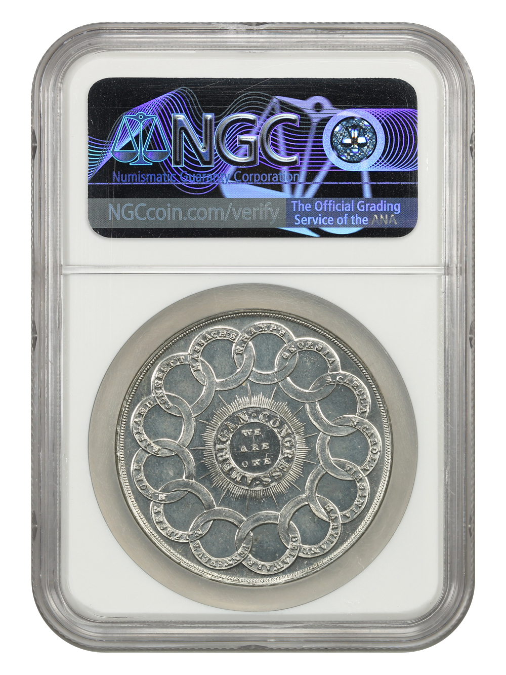 image for: 1962 (Dated 1776) Continental Dollar Restrike  White Metal SC$1 NGC MS65 PL (HK-854  Bowers Strike)