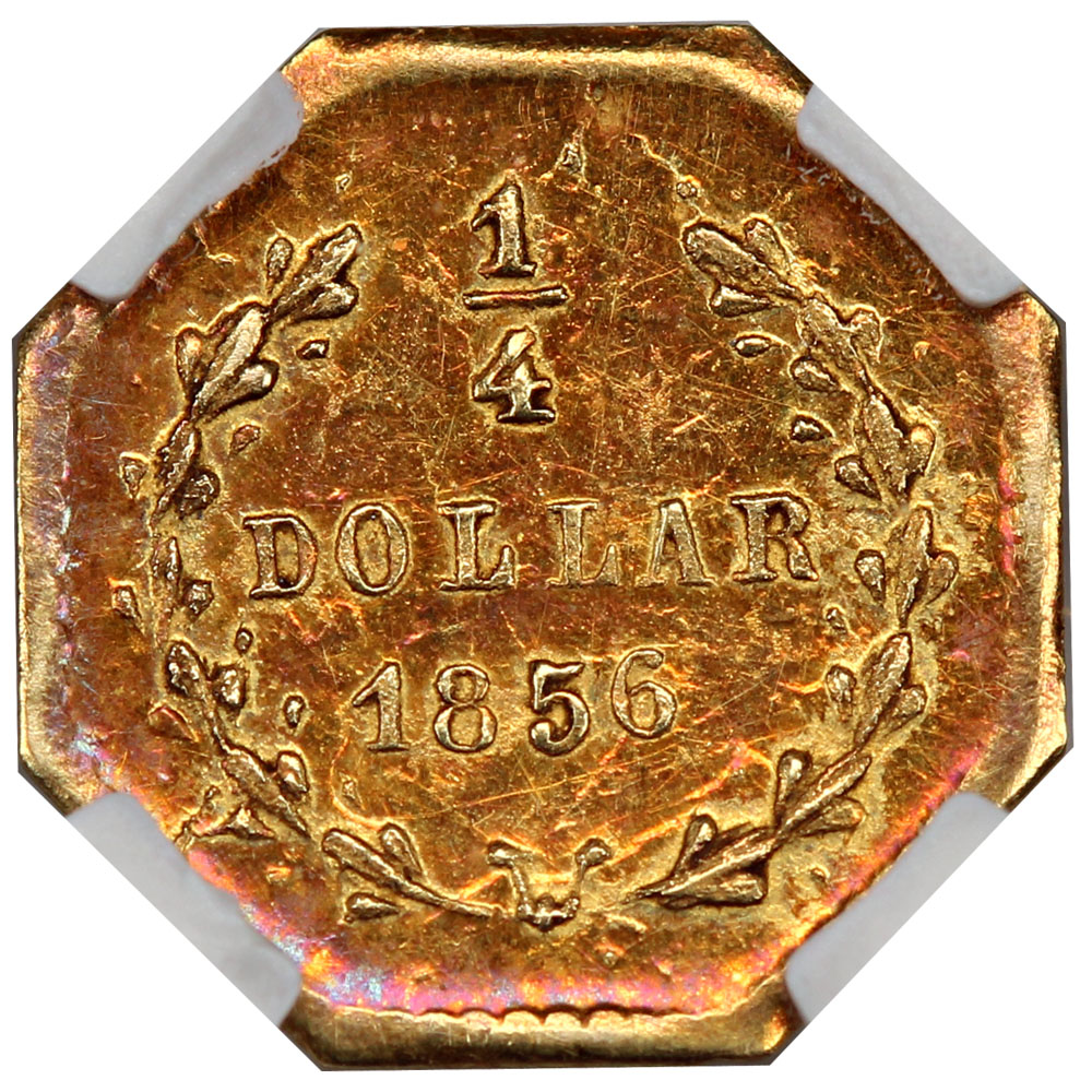 image for: 1856 Cal. Gold Octag 25c NGC MS64 (BG-111)