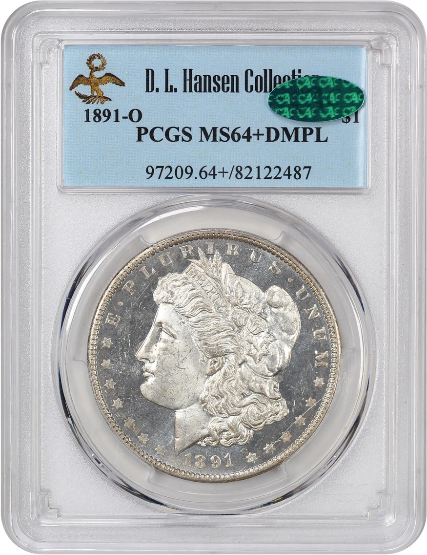 image for: 1891-O $1 PCGS/CAC MS64+ DMPL ex: D.L. Hansen