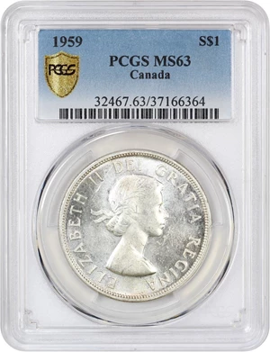 image for: Canada: 1959 $1 PCGS MS63 (KM-54)