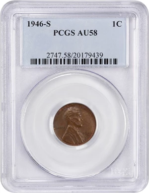 image for: 1946-S 1c PCGS AU58